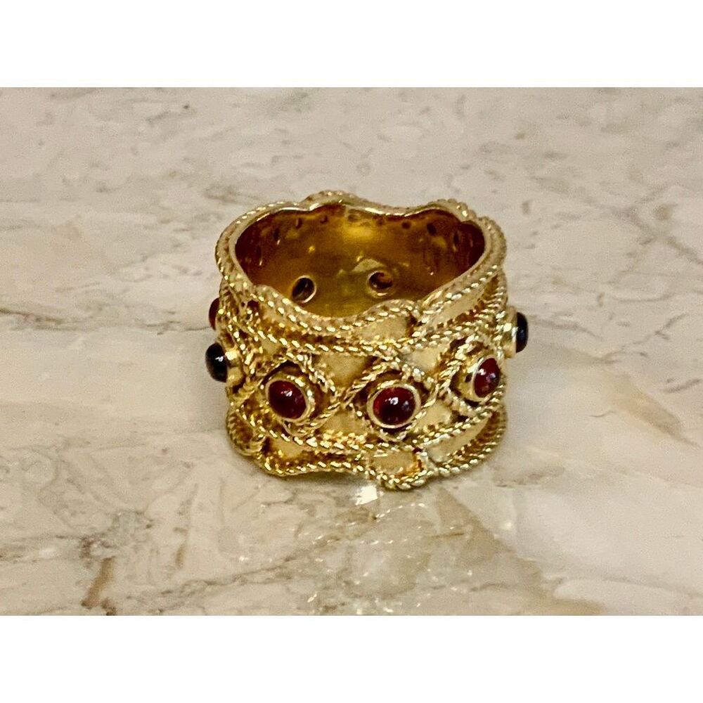 Stunning 18k gold plated sterling garnet ring